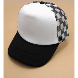 BRAND NEW WITH TAGS White Checkered Trucker Snapback Cap